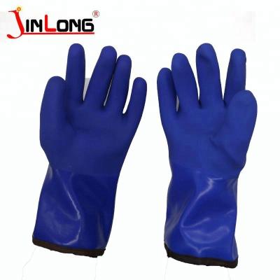 China Oilfield Hot Cassimere Non Slip Lined Blue Sandy PVC Glove , Hand Gloves , Rubber Glove for sale