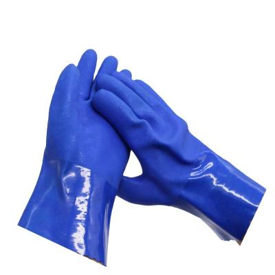 China Industry Oil-Resistant Waterproof Gloves Oil-Resistant PVC Oil-Resistant Matte Cotton Lined Gloves for sale