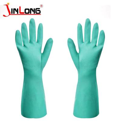 China Long Oil Nitrile Acid Green Industry Gloves And Alkali Resistant Gloves for sale