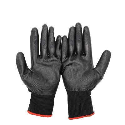 China Cheap Price 13 Pin Nylon Nitrile Work Wear-Resistance Coated Black Gloves for sale