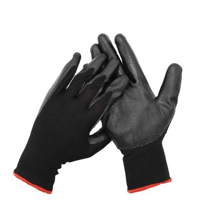 China High Quality 13 Gauge Wear-Resistance Nylon Industrial Nitrile Coated Safety Nitrile Black Gloves for sale