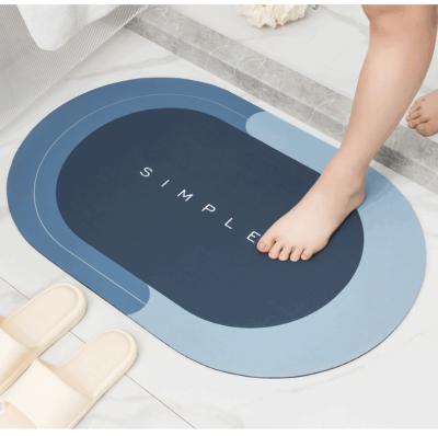 China Bathroom Washable Super Absorbent Mat Door Mat Diatom Mud Floor Mat Rubber Kitchen Carpet Anti-Slip Diatomaceous Earth Bathroom Mat for sale