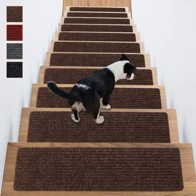 China Stair Mat Custom Pattern Red Stair Non Slip Tread Covers Floor Mat Non Slip Stair Treads Mat for sale