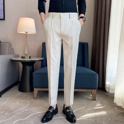 China High quality QUICK DRY men's small pants balance your swap for high elastic straight pants loose tube pants and business casual wear for sale