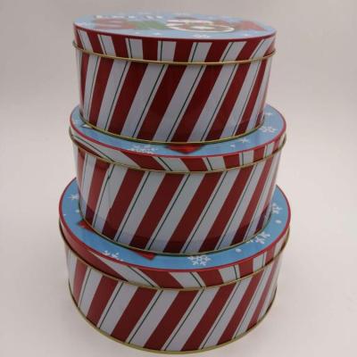 China Christmas Gifts Small Christmas Gift Tin Box Cookie Cake Gift Packaging Storage Round Circular Tin Box for sale