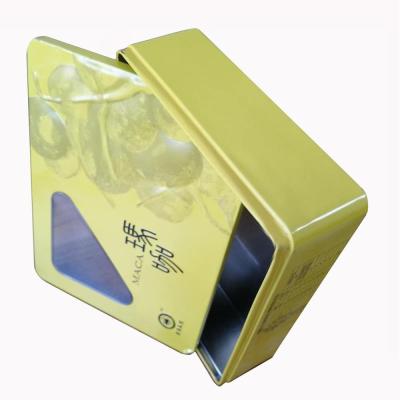 China Good Quality Rectangular Food Cosmetic Tools Tin Packaging Box Brush Food Tin Container With Clear Window for sale