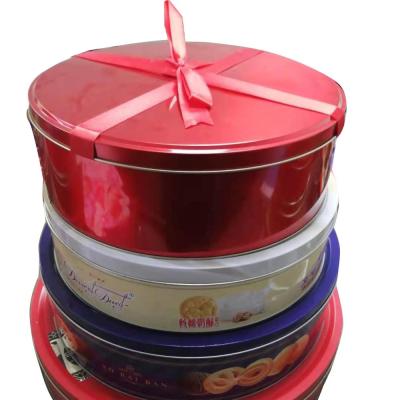 China Cookie buscuits package any size round rectangular square cake tin box food gift tin packaging box for sale