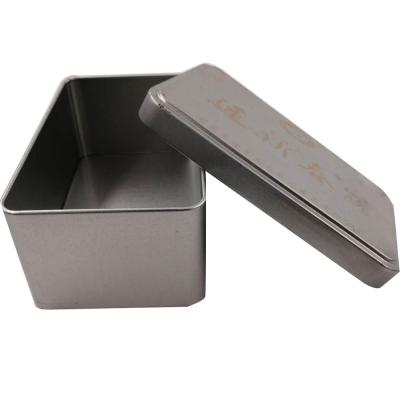 China Recycled Materials Rectangular Metal Tin Box of Common Silver Plain Shape for sale