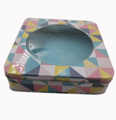 China Gift & Craft factory direct sale square metal tin box candy use recyclable material tin can with window for sale