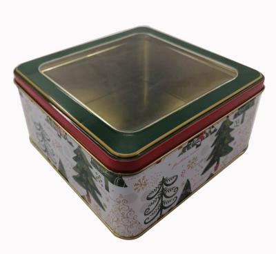 China Gift & Craft Factory Direct PVC Window Gift Tin Box Square Metal Cosmetic Tin Can See Through Jewrly Snare Drum for sale