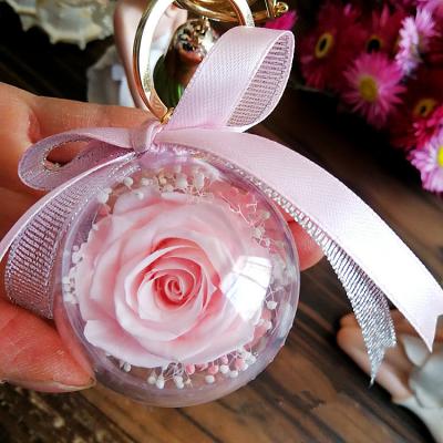 China Crafting Gift Box Of Beautiful Pink Preserved Real Roses Rear View Mirror Car Hanging Decoration for sale