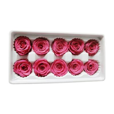 China Mother's Day China Factory Wedding Decoration 3-4cm Real Touch Rose Head Flower Forever Preserved Roses for sale