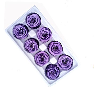 China Natural Celebration Wholesale White Artificial Rose Head Mounted Dry Flowers 4-5cm Preserved Rose Head for sale