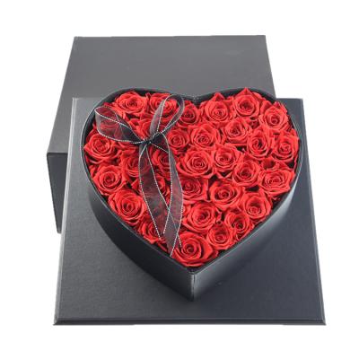 China Gift for Wedding & Home Decoration OEM Heart Shape Preserved Eternity Rose In Heart Shape Flower Lasting Gift Box for sale