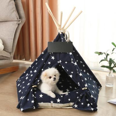 China Amazon Hot Selling Foldable Stocked Pet Teepee Tent For Dogs And Cats Puppies Room With Bed Pet Tent Sink Indoor Outdoor for sale