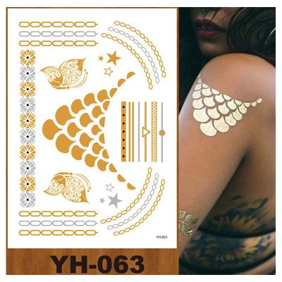 China Gold&Silvery Foil Body Flash Hand Sticker Custom Metallic Temporary Tattoo Stickers OEM Printing for sale