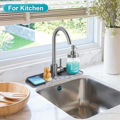 China Sustainable Rise Silicone Faucet Sink Mat, Splash Guard Catcher Faucet Absorbent Mat Catching Splash Drying Mat For Kitchen Countertop for sale