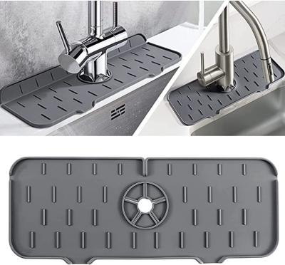 China 2022 Rise Sustainable Silicone Faucet Sink Mat, Splash Guard Catcher Faucet Absorbent Mat Catching Splash Drying Mat For Kitchen Countertop for sale