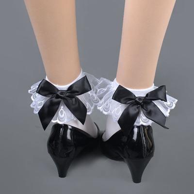 China 120 Den Thin Solid Bows Knot Girls Nylon White Breathable Silk Ladies for Girls Cute Heels Ankle Socks Funny Pearl Mesh Cute Lace Socks for sale