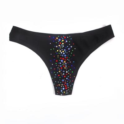 China Sexy Shiny XL-3XL Cotton Rhinestone Viable Female Briefs Panties For Women Briefs Underwear Plus Size Pantys Lingerie for sale