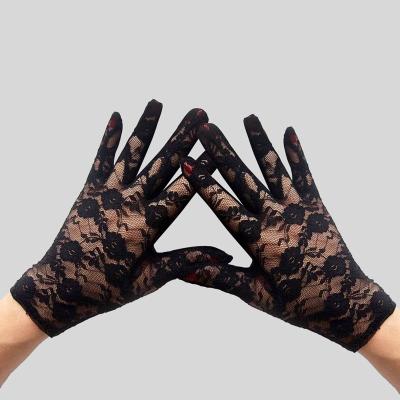 China New party jacquard sexy elegant women's lace mitten high quality paragraph wedding finger girls fingerless gloves full fingerless accessories for sale