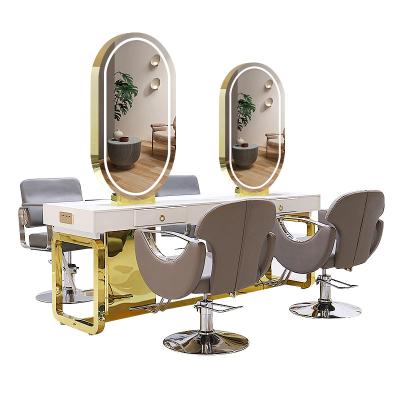 China Traditional Mirror Station Styling Mirror For Hair Salon Furniture Modern Mirror Cabinet Luxury Contemporary Optional for sale