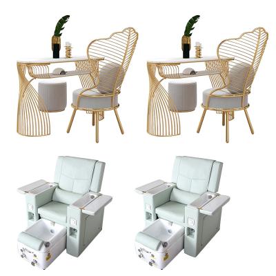 China Newest Design Modern Nail Table Manicure Tables Nail Furniture Set for sale