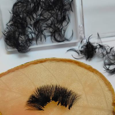 China 3D/4D/5D Volume Natural Loose Long Russian Lashes Heat Bonded Knot Free Pre Made Fans 500 Thin Base Loose Fan for sale