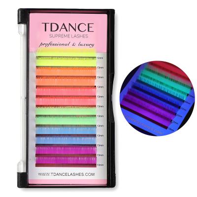 China Wholesale Light and Soft 0.03/.05/.07 False Mink Eyelashes TDANCE neolash eyelash extension trays C D Loop Glow Fluorescent Colored Neon Wick for sale