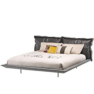 China Top Layer Imported Whip Master Bedroom 1.8m Industrial Single Leather Bed Style Double Bed for sale