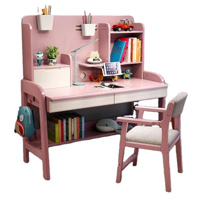 China Durable children's desk solid wood study piece can lift the computer table and the chair set can lift one meter for sale