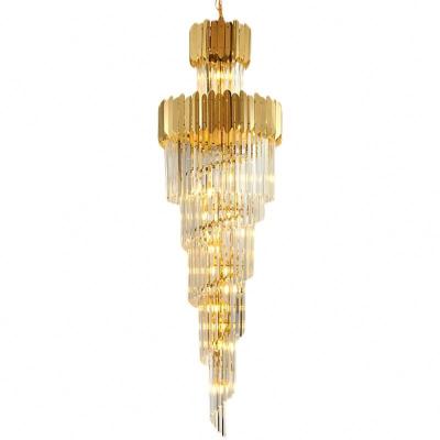 China Modern Made In China High End Modern Luxury Indoor Gold Large Gold Chandelier Hotel Staircase Crystal Chandelier for sale