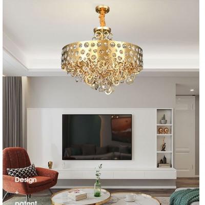 China Modern Round Crystal Ball Chandeliers CowKing Simple Postmodern Shining Gold Chandeliers for sale