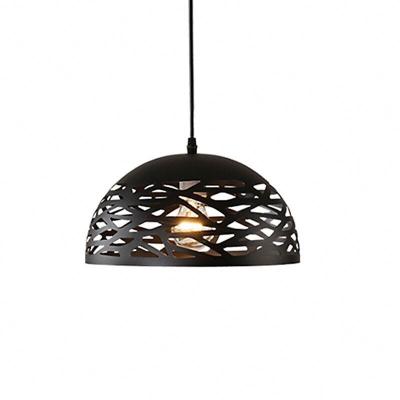 China Art 300mm Modern Black Minimalist Metal Restaurant Style Pendant Light for sale