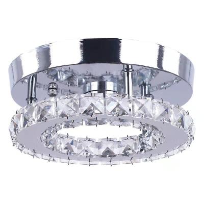 China Outdoor Mounted Made In China Adjustable Crystal Chandelier Round Stainless Steel Living Room Ceiling Light for sale