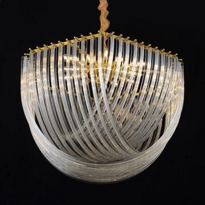 China Nordic style luxury modern round crystal modern pendant lamp metal gold hotel chandelier glass tube crystal ceiling lights for sale