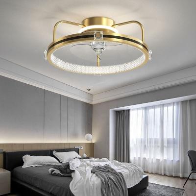 China 2022 New Arrival Contemporary Living Room Flush Lighting Modern Acrylic Dimmable LED Ceiling Fan Light for sale