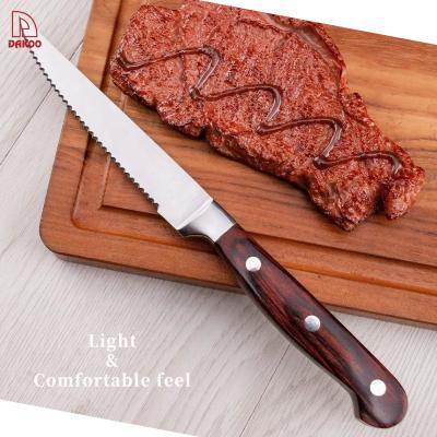 China YangJiang Factor OEM Custom 6pcs Steak Knife Pakka Wood Knife Set With Wooden Block for sale