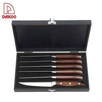 China 6pcs Stainless Steel Knife Set Steak With Pakka Wood Forged Handle for sale