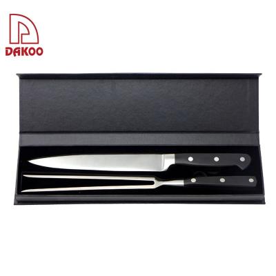 China Stainless Steel Carving Knife Set Eco-Friendly BBQ Tool 2PCS With Gift Box à venda