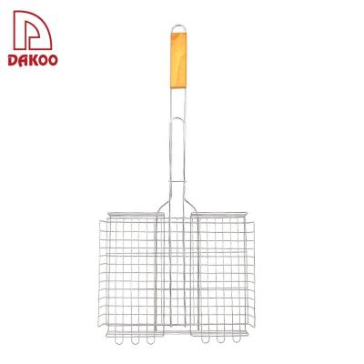 China High-grade wire mesh clamp Stainless Steel BBQ Mesh Baskets Barbecue Tools Grill Net for sale