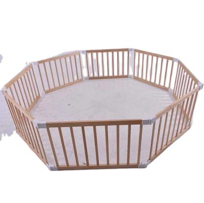 China Folding Europe 8 Segment Wooden Baby Fences Baby Playpen Foldable for sale