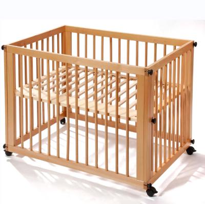 China Europe design unique hot sale pine crib solid wood paint baby bed crib fence playpen variable cradle for sale