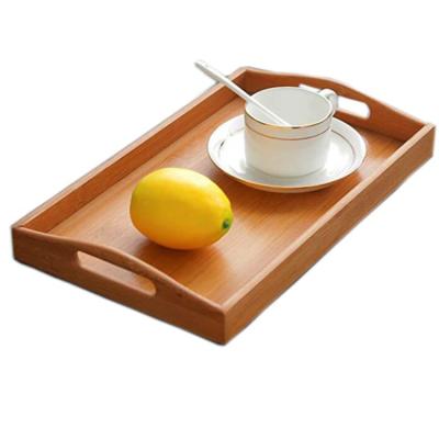 China Europe Wholesale Countertop Table Breakfast Handles Coffee Tea Serving Desktop Tray for sale