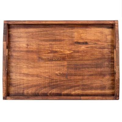 China Europe Wholesales Dessert Shop Breakfast Serving Sturdy Distressed Wooden Serving Tray for sale