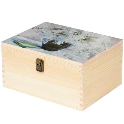 China Unfinished Natural Stash Boxes Wooden Craft Box DIY Europe Pine Wood Craft Gift Box for sale