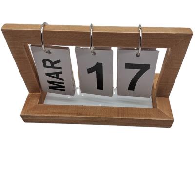 China Europe New Design Wholesale Wooden Tilting Monthly Calendar Custom Wooden Desk Calendar Holder for sale