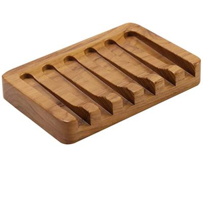 China Europe Wooden Soap Holder Bathroom Bar Soap Box Dishes Teak Wood Soap Saver For Shower for sale