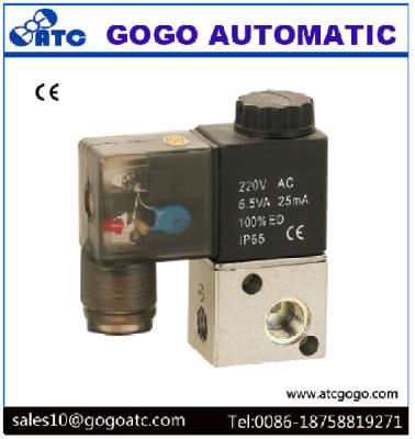 China 3 Way Pneumatic Solenoid Valve Micro Control Gas Electric Valve With Plug Type Light for sale