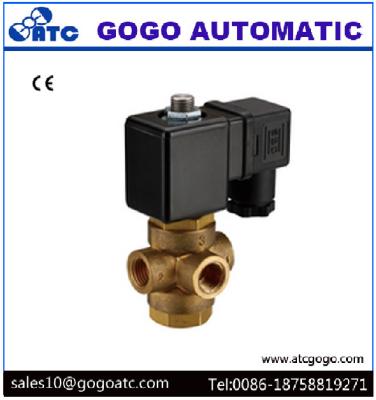 China Brass Normally Open 3 Way Water Solenoid Valve With Direct Drive Type G1/4 Port for sale